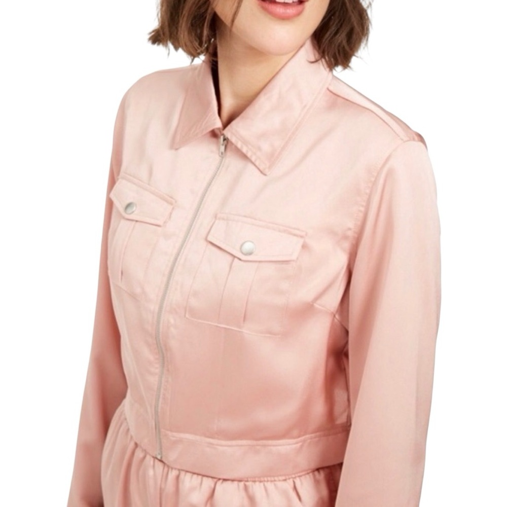 NWT Material Girl Misty Rose Long Sleeve Full Zip Cropped Light Jacket Sz Small